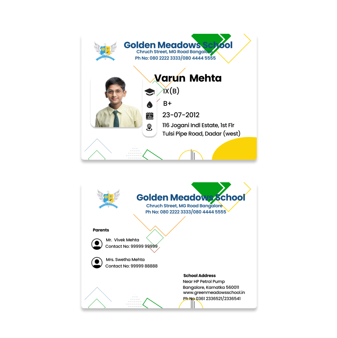 Double side Horizontal Cards